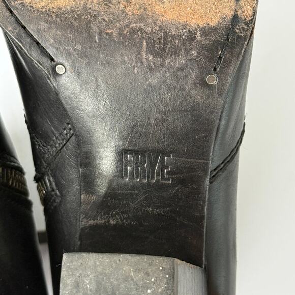 Frye Black Leather Ankle Boots – Women’s 7M, Side Zip, Block Heel - Picture 6 of 9